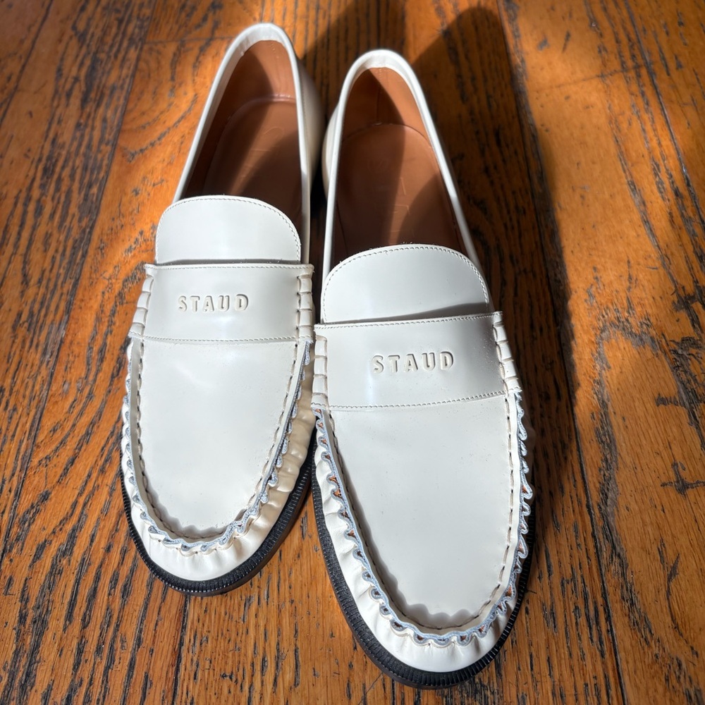 NEW STAUD Loulou Loafers for Women in Cream